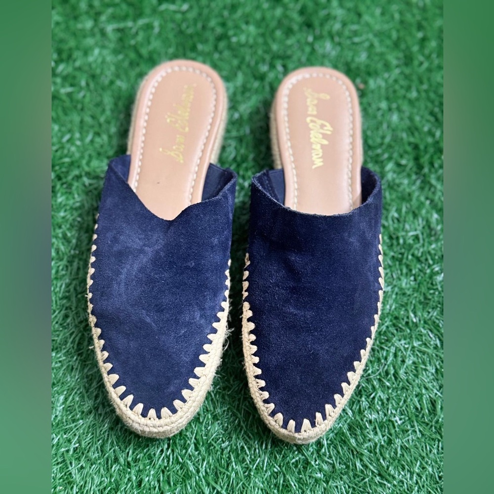 Sam Edelman Blue and Tan Espadrille Mules Size 7M